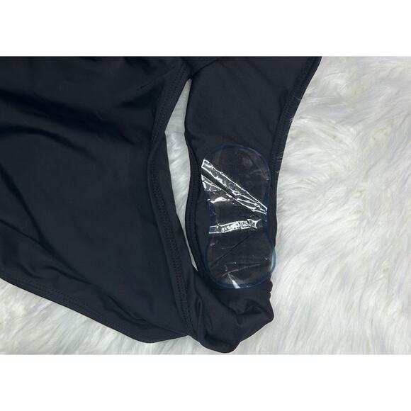 NWT Eloquii Glamour Sexy One Piece Swimsuit Black Ruffle Flutter Resort Pool 18 - Picture 6 of 7